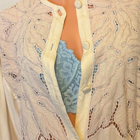 Cream Button-Up Embroidered Tunic - Picture 8 of 12